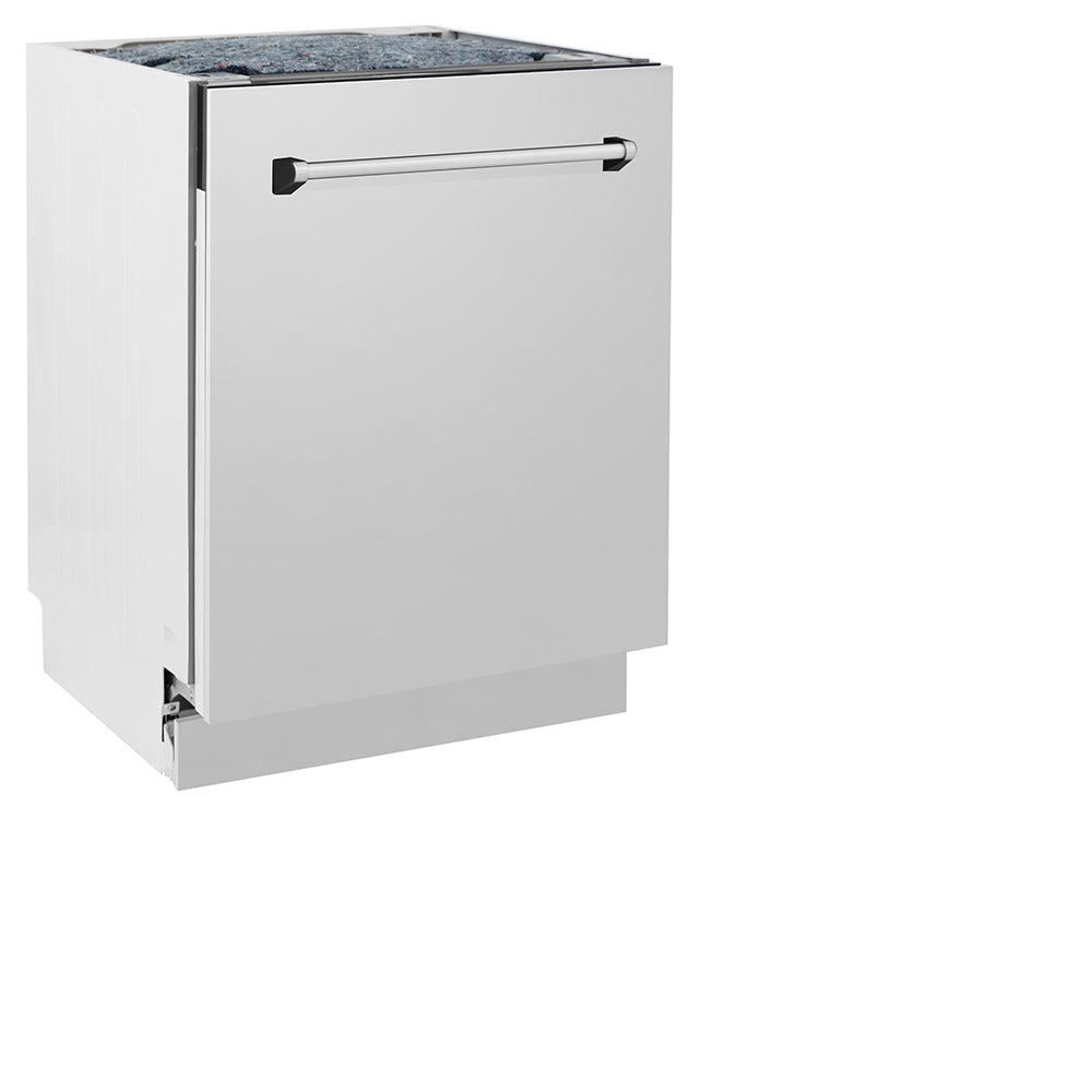 ZLINE 24 in. Tallac Series 3rd Rack Tall Tub Dishwasher in Stainless Steel, 51dBa (DWV-304-24) side, closed.