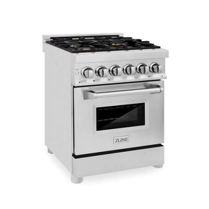 ZLINE 24 in. 2.8 cu. ft. Legacy Dual Fuel Range with Gas Cooktop and Electric Convection Oven in Stainless Steel with 4 Brass Burners (RA-BR-24) main image.