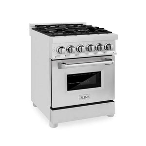 ZLINE 24 in. 2.8 cu. ft. Legacy Dual Fuel Range with 4 Burner Gas Cooktop and Electric Convection Oven in Stainless Steel (RA24) main image.