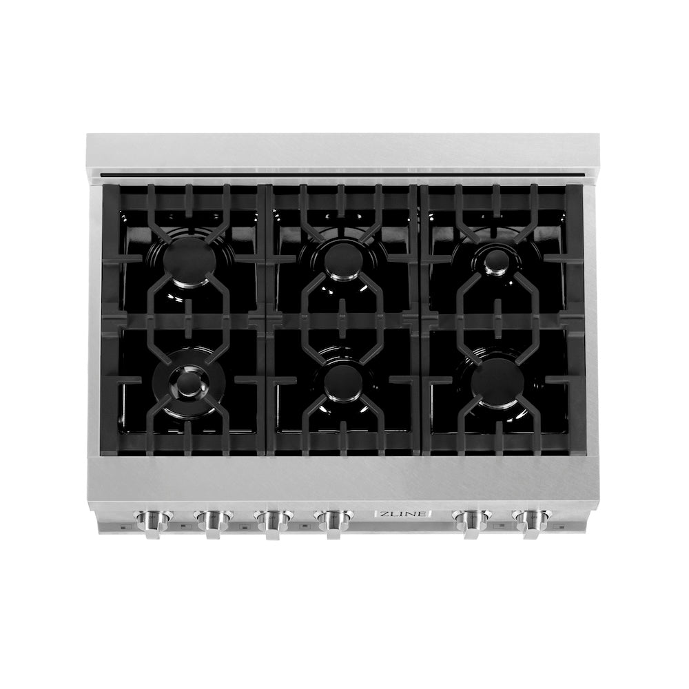 ZLINE Kitchen Package with 36 in. DuraSnow® Stainless Steel Rangetop and 36 in. Convertible Range Hood (2KP-RTSRH36)