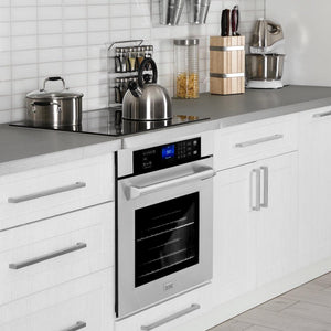 ZLINE Stainless Steel 30 in. Single Wall Oven with Self Clean (AWS-30) in a modern kitchen.