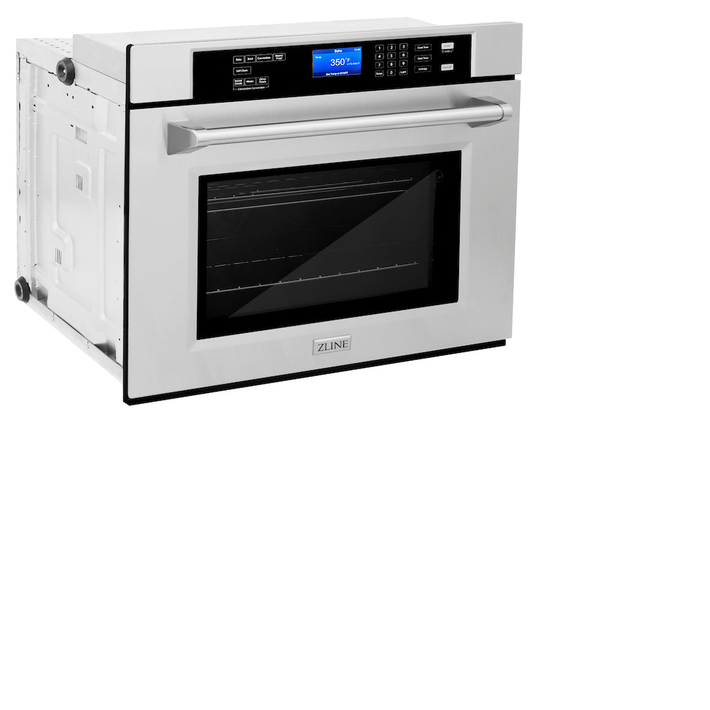 ZLINE Stainless Steel 30 in. Single Wall Oven with Self Clean (AWS-30) side, door closed.