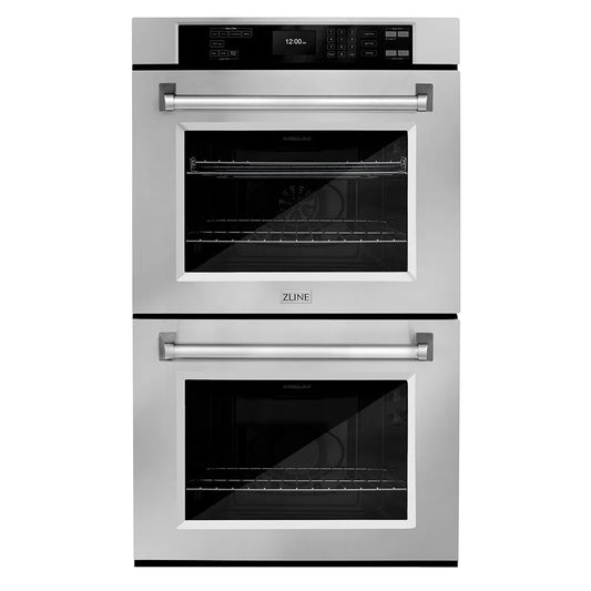ZLINE 30 in. Professional True Convection Double Wall Oven with Air Fry and Self Clean in Stainless Steel (WAD-30) main image.