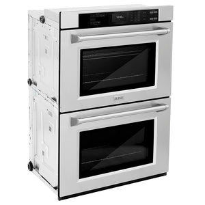 ZLINE 30 in. Professional True Convection Double Wall Oven with Air Fry and Self Clean in Stainless Steel (WAD-30) side, closed.