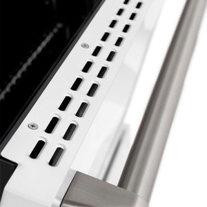 ZLINE 30 in. 4.2 cu. ft. Paramount Gas Range with 4 Burner Cooktop and Convection Gas Oven in Stainless Steel with White Matte Door (SGR-WM-30) oven door detail.