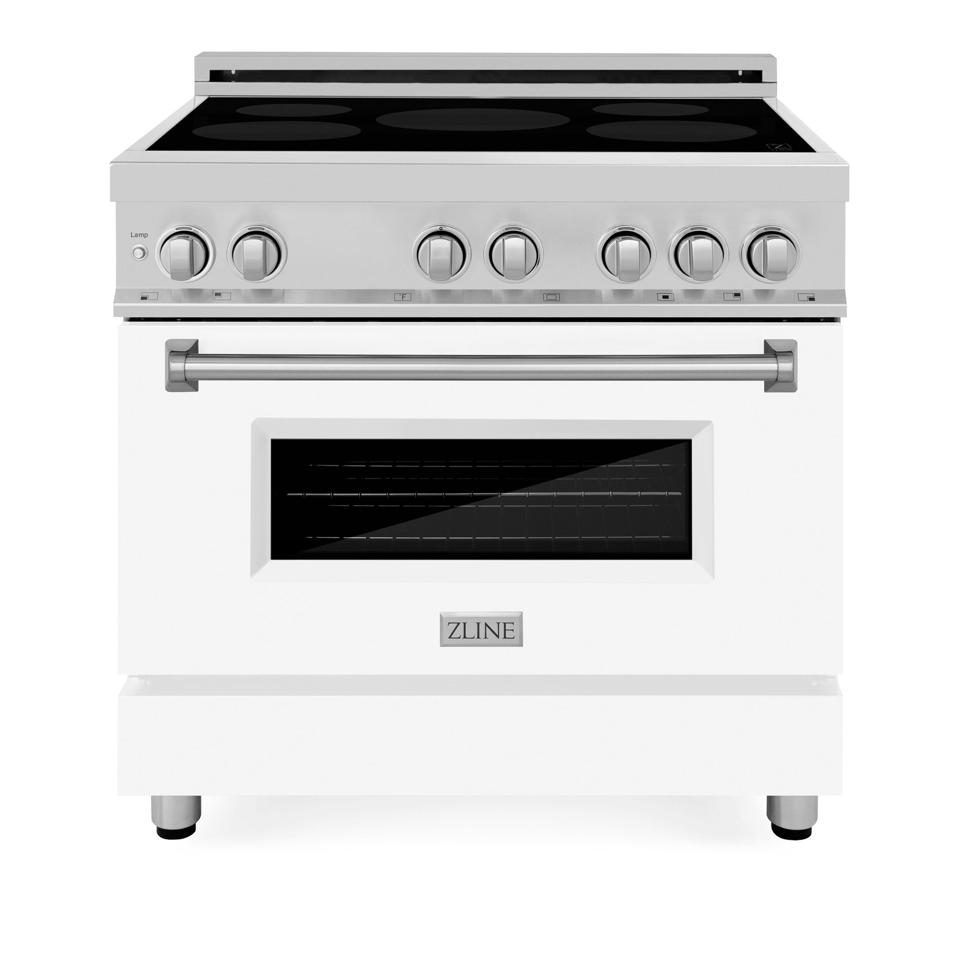 ZLINE 36 in. 4.6 cu. ft. Legacy Induction Range with 5 Element Cooktop and Electric Oven in Stainless Steel and White Matte Door (RAIND-WM-36)