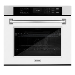 ZLINE 30 in. Professional True Convection Single Wall Oven with Air Fry and Self Clean in Stainless Steel with White Matte Door (WAS-WM-30) main image.