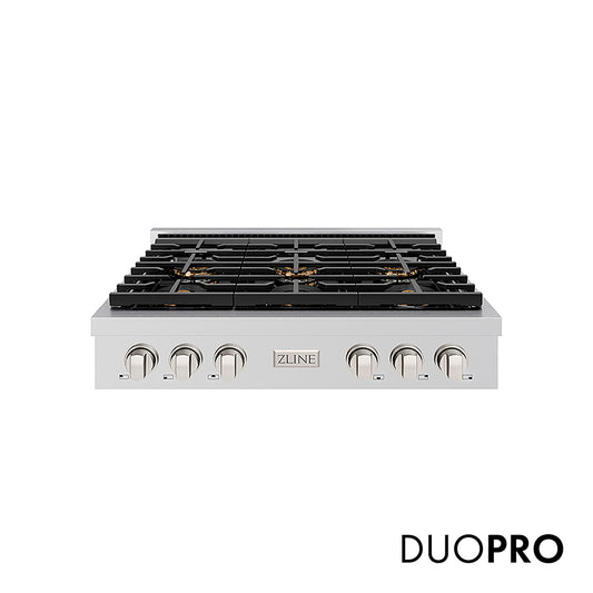 ZLINE 36 in. Paramount Gas Rangetop with 6 Burner DuoPro™ Cooktop in Stainless Steel (PSRT36)