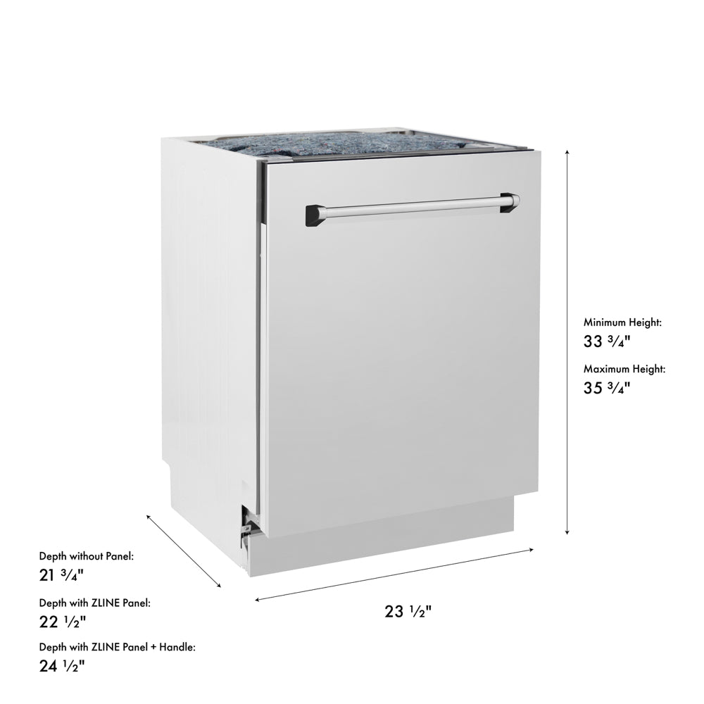 ZLINE 24 in. Tallac Series 3rd Rack Dishwasher with Auto Door Open Drying, 51dBa, Stainless Steel Panel (DWV-304-24)