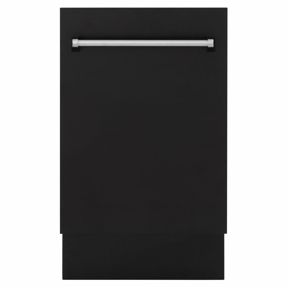 ZLINE 18 in. Tallac Series 3rd Rack Dishwasher with Auto Door Open Drying, 51dBa, Black Matte Panel (DWV-BLM-18) main image.