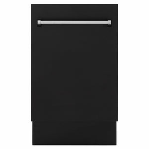 ZLINE 18 in. Tallac Series 3rd Rack Dishwasher with Auto Door Open Drying, 51dBa, Black Matte Panel (DWV-BLM-18) main image.