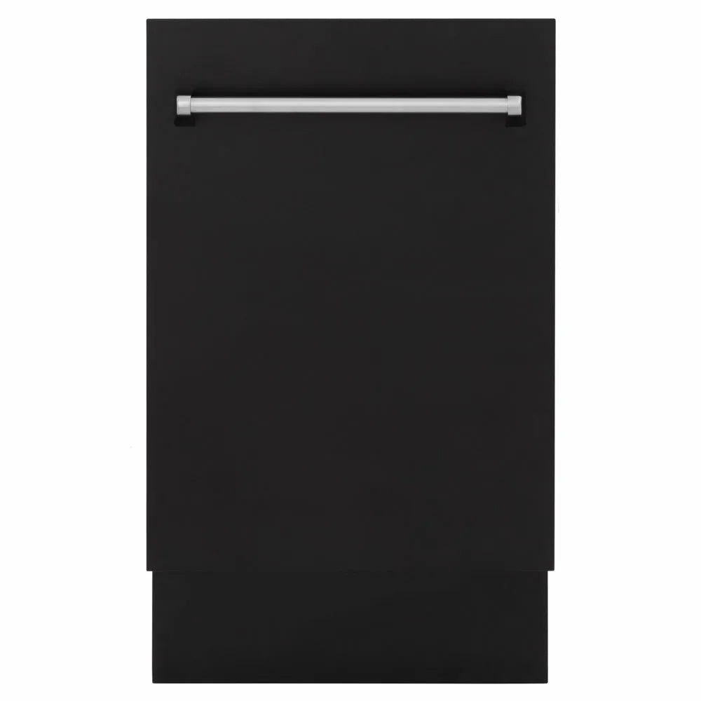 ZLINE 18 in. Tallac Series 3rd Rack Dishwasher with Auto Door Open Drying, 51dBa, Black Matte Panel (DWV-BLM-18) main image.