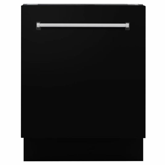 ZLINE 24 in. Tallac Series 3rd Rack Dishwasher with Auto Door Open Drying, 51dBa, Black Matte Panel (DWV-BLM-24) main image.