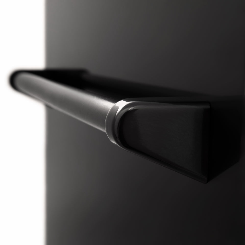 ZLINE 18 in. Tallac Series 3rd Rack Dishwasher with Auto Door Open Drying, 51dBa, Black Stainless Steel Panel (DWV-BS-18) close-up, handle location.