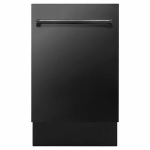 ZLINE 18 in. Tallac Series 3rd Rack Dishwasher with Auto Door Open Drying, 51dBa, Black Stainless Steel Panel (DWV-BS-18) main image.