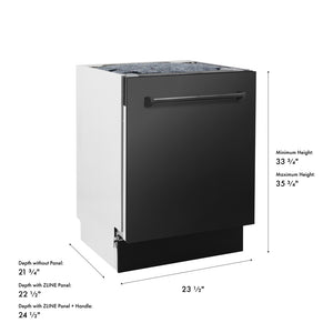 ZLINE 24 in. Tallac Series 3rd Rack Dishwasher with Auto Door Open Drying, 51dBa, Black Stainless Steel Panel (DWV-BS-24)