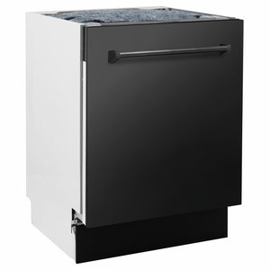 ZLINE 24 in. Tallac Series 3rd Rack Dishwasher with Auto Door Open Drying, 51dBa, Black Stainless Steel Panel (DWV-BS-24)