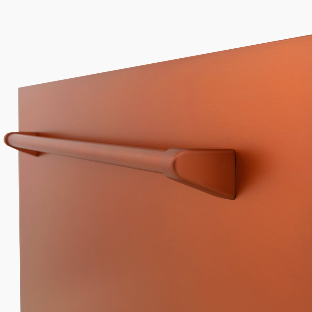 ZLINE 24 in. Tallac Series 3rd Rack Dishwasher with Auto Door Open Drying, 51dBa, Copper Panel (DWV-C-24) close-up, handle location.