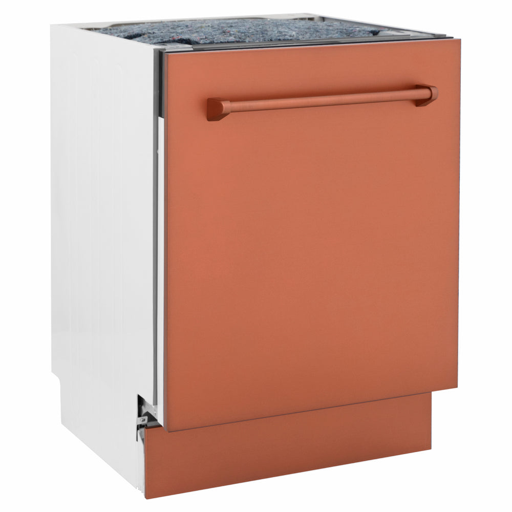 ZLINE 24 in. Tallac Series 3rd Rack Dishwasher with Auto Door Open Drying, 51dBa, Copper Panel (DWV-C-24) side.