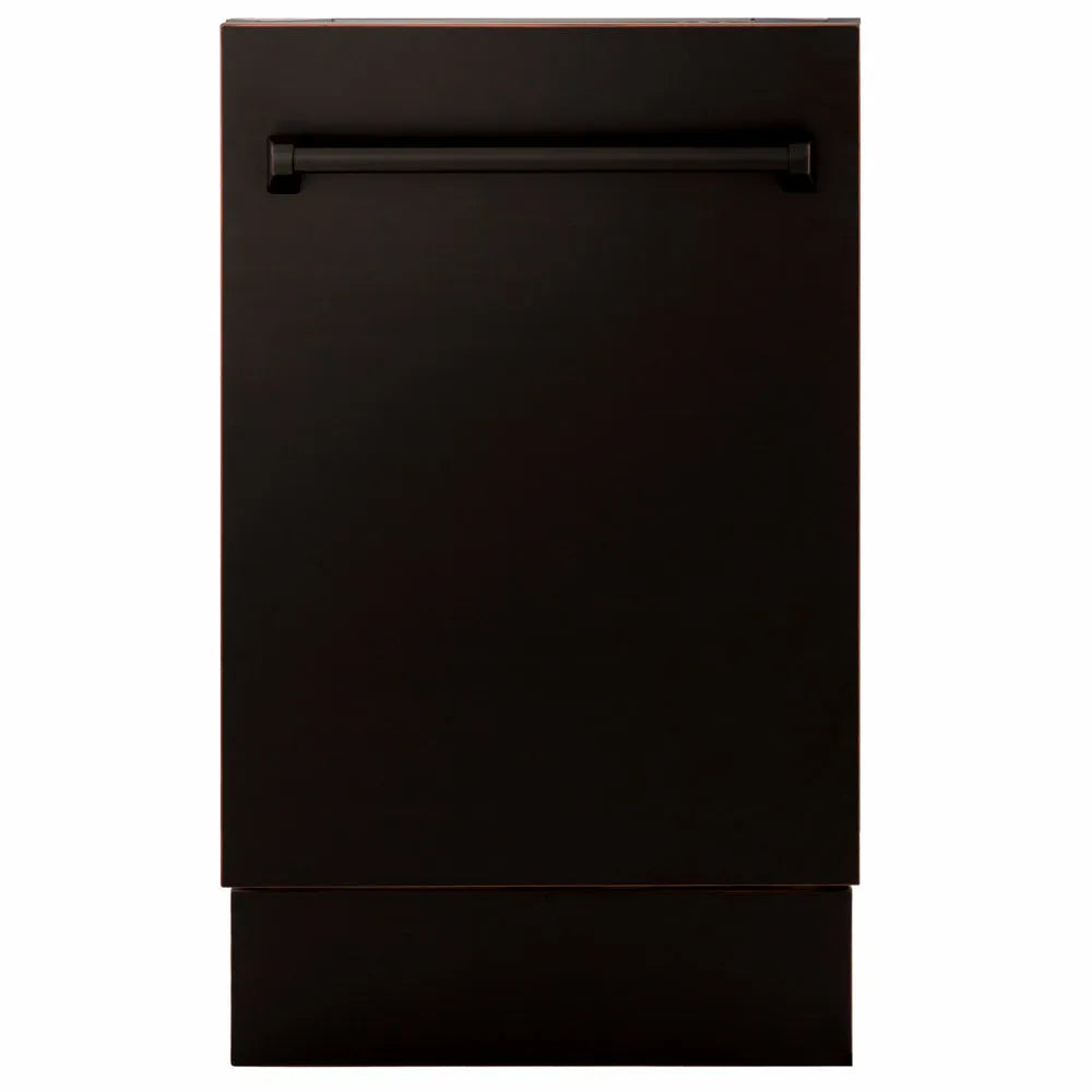 ZLINE 18 in. Tallac Series 3rd Rack Dishwasher with Auto Door Open Drying, 51dBa, Oil-Rubbed Bronze Panel (DWV-ORB-18) main image.