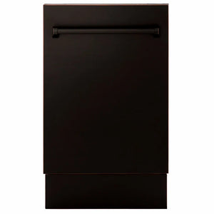 ZLINE 18 in. Tallac Series 3rd Rack Dishwasher with Auto Door Open Drying, 51dBa, Oil-Rubbed Bronze Panel (DWV-ORB-18) main image.