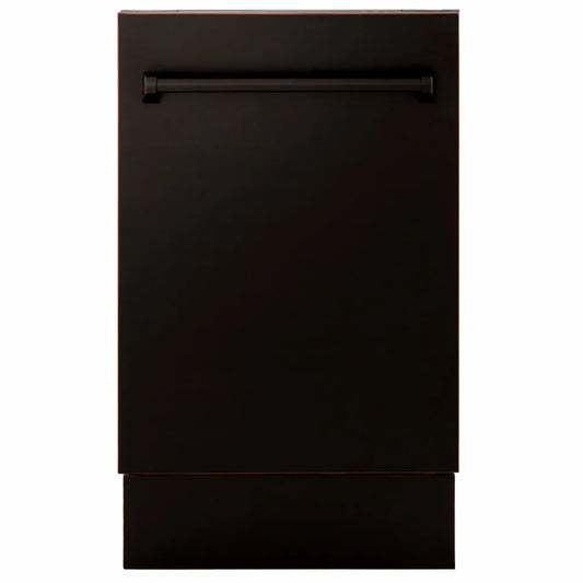 ZLINE 18 in. Tallac Series 3rd Rack Dishwasher with Auto Door Open Drying, 51dBa, Oil-Rubbed Bronze Panel (DWV-ORB-18) main image.