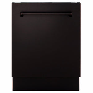 ZLINE 24 in. Tallac Series 3rd Rack Dishwasher with Auto Door Open Drying, 51dBa, Oil-Rubbed Bronze Panel (DWV-ORB-24) main image.