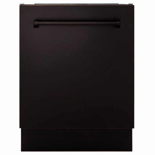 ZLINE 24 in. Tallac Series 3rd Rack Dishwasher with Auto Door Open Drying, 51dBa, Oil-Rubbed Bronze Panel (DWV-ORB-24)
