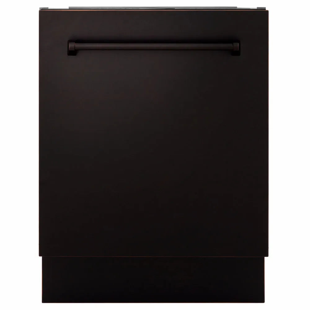 ZLINE 24 in. Tallac Series 3rd Rack Dishwasher with Auto Door Open Drying, 51dBa, Oil-Rubbed Bronze Panel (DWV-ORB-24) main image.