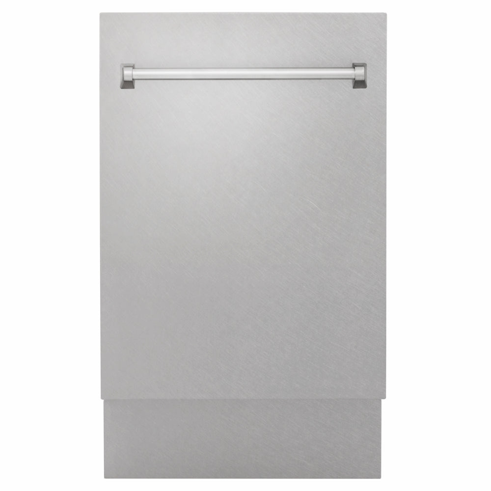 ZLINE 18 in. Tallac Series 3rd Rack Dishwasher with Auto Door Open Drying, 51dBa, Satin Stainless Steel Panel (DWV-SN-18) main image.