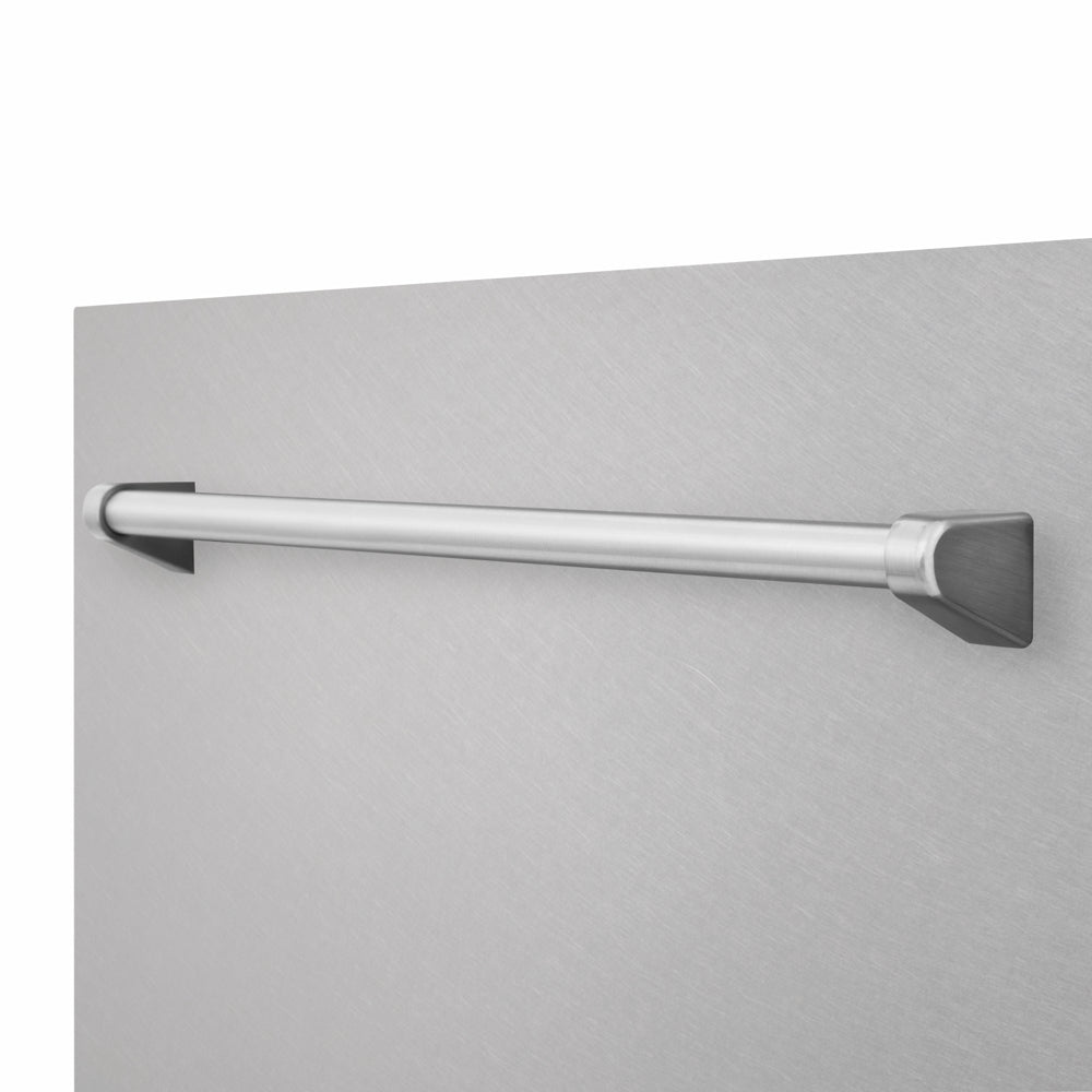 ZLINE 24 in. Tallac Series 3rd Rack Dishwasher with Auto Door Open Drying, 51dBa, Satin Stainless Steel Panel (DWV-SN-24) close-up, handle location.