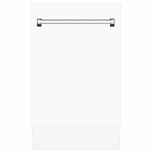 ZLINE 18 in. Tallac Series 3rd Rack Dishwasher with Auto Door Open Drying, 51dBa, White Matte Panel (DWV-WM-18) main image.
