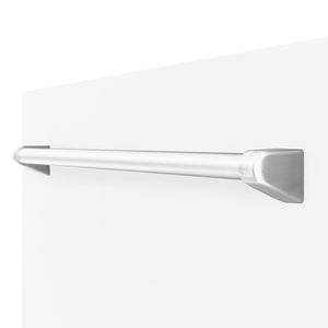ZLINE 24 in. Tallac Series 3rd Rack Dishwasher with Auto Door Open Drying, 51dBa, White Matte Panel (DWV-WM-24) close-up, handle location.