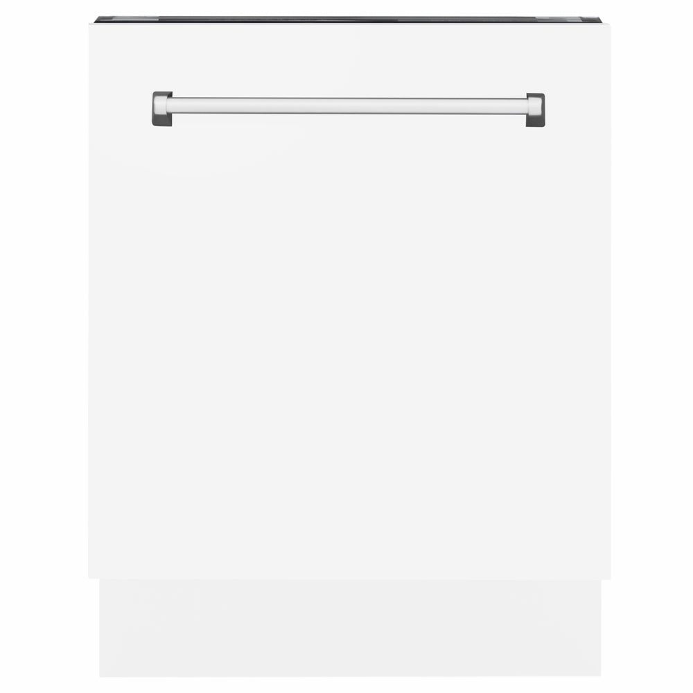 ZLINE 24 in. Tallac Series 3rd Rack Dishwasher with Auto Door Open Drying, 51dBa, White Matte Panel (DWV-WM-24) main image.