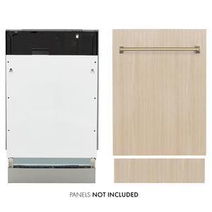 ZLINE Autograph Edition 18 in. Tallac Series 3rd Rack Dishwasher with Auto Door Open Drying, 51dBa, Panel Ready with Champagne Bronze Handle (DWVZ-18-CB) main image.