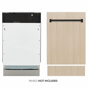 ZLINE Autograph Edition 18 in. Tallac Series 3rd Rack Dishwasher with Auto Door Open Drying, 51dBa, Panel Ready with Matte Black Handle (DWVZ-18-MB) main image.