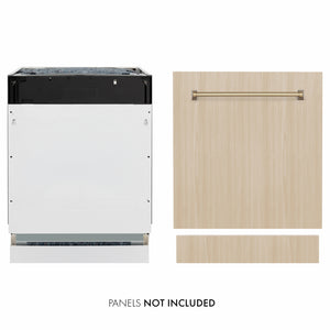 ZLINE Autograph Edition 24 in. Tallac Series 3rd Rack Dishwasher with Auto Door Open Drying, 51dBa, Panel Ready with Champagne Bronze Handle (DWVZ-24-CB) main image.
