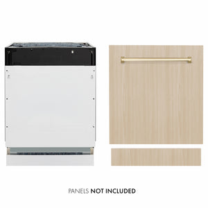 ZLINE Autograph Edition 24 in. Tallac Series 3rd Rack Dishwasher with Auto Door Open Drying, 51dBa, Panel Ready with Polished Gold Handle (DWVZ-24-G) main image.
