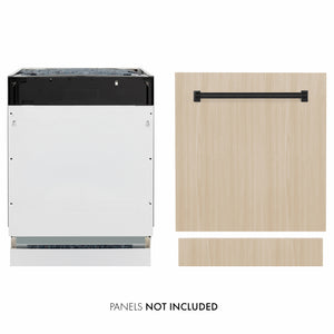 ZLINE Autograph Edition 24 in. Tallac Series 3rd Rack Dishwasher with Auto Door Open Drying, 51dBa, Panel Ready with Matte Black Handle (DWVZ-24-MB) main image.
