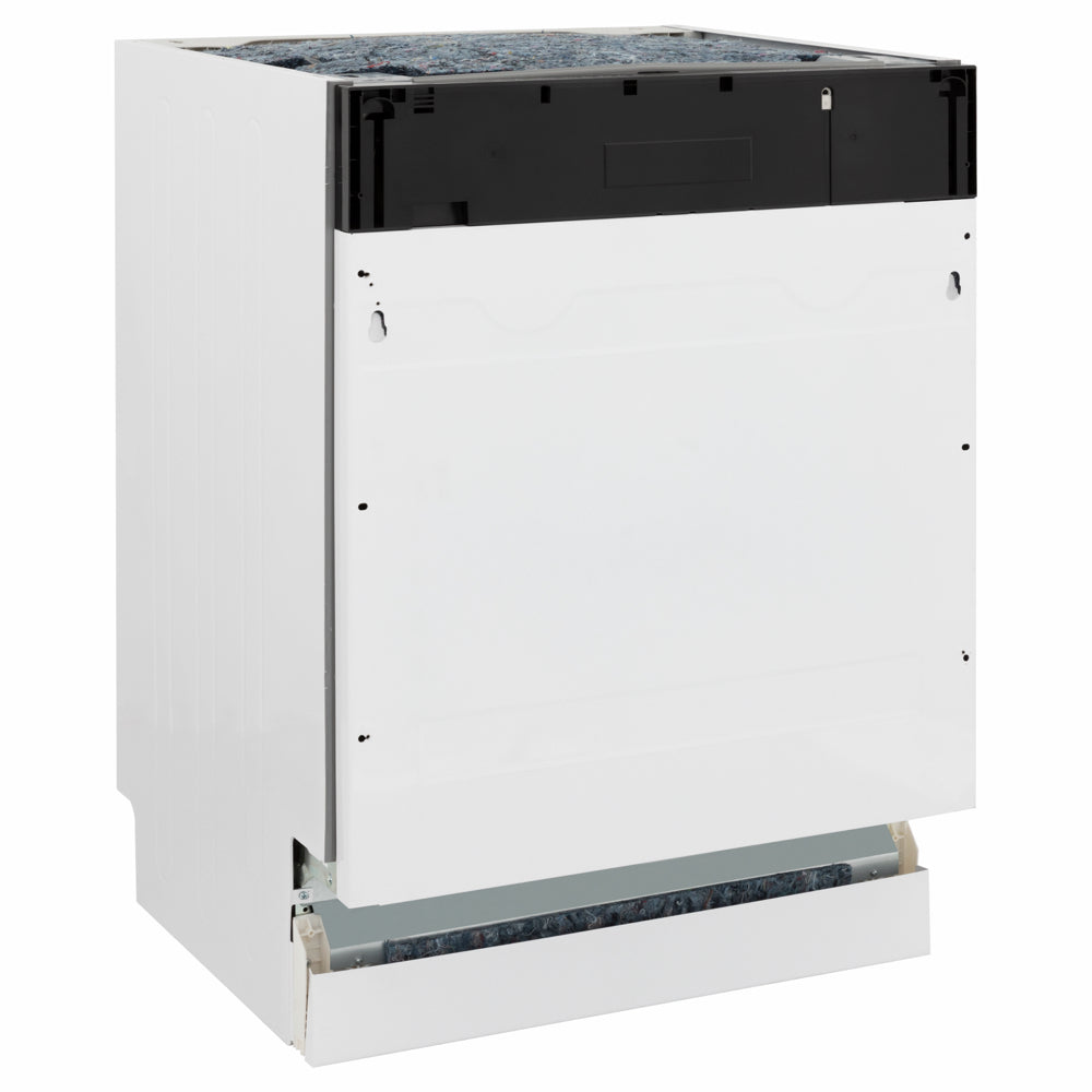 ZLINE Autograph Edition 24 in. Tallac Series 3rd Rack Dishwasher with Auto Door Open Drying, 51dBa, Panel Ready with Matte Black Handle (DWVZ-24-MB) side.