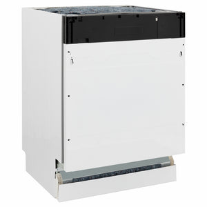 ZLINE Autograph Edition 24 in. Tallac Series 3rd Rack Dishwasher with Auto Door Open Drying, 51dBa, Panel Ready with Matte Black Handle (DWVZ-24-MB) side.
