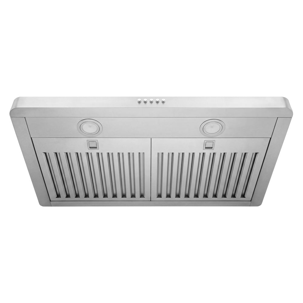 ZLINE 30 in. 300 CFM Ducted Under-Cabinet Range Hood in Stainless Steel, Hardwired Power (617-30) front, under.