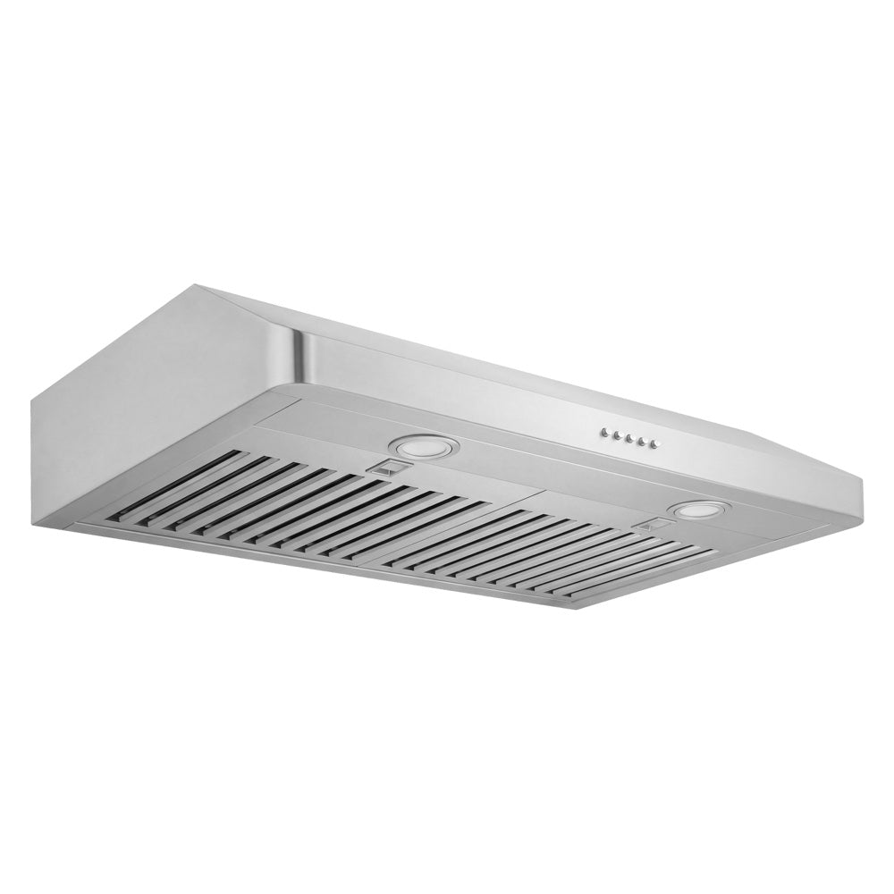 ZLINE 30 in. 300 CFM Ducted Under-Cabinet Range Hood in Stainless Steel, Hardwired Power (617-30) side.
