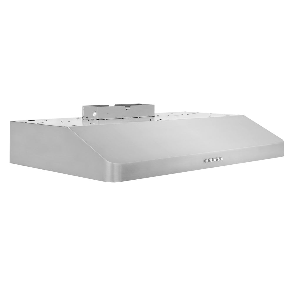 ZLINE 30 in. 300 CFM Ducted Under-Cabinet Range Hood in Stainless Steel, Hardwired Power (617-30) side.