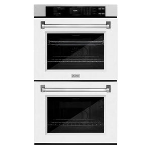 ZLINE 30 in. Professional True Convection Double Wall Oven with Air Fry and Self Clean in Satin Stainless Steel with White Matte Doors (WADS-WM-30) main image.