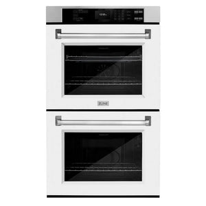 ZLINE 30 in. Professional True Convection Double Wall Oven with Air Fry and Self Clean in Stainless Steel with White Matte Doors (WAD-WM-30) main image.