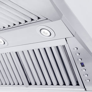 ZLINE 30 in. Professional Convertible Vent Wall Mount Range Hood in Stainless Steel with Crown Molding (587CRN-30) built-in lighting.