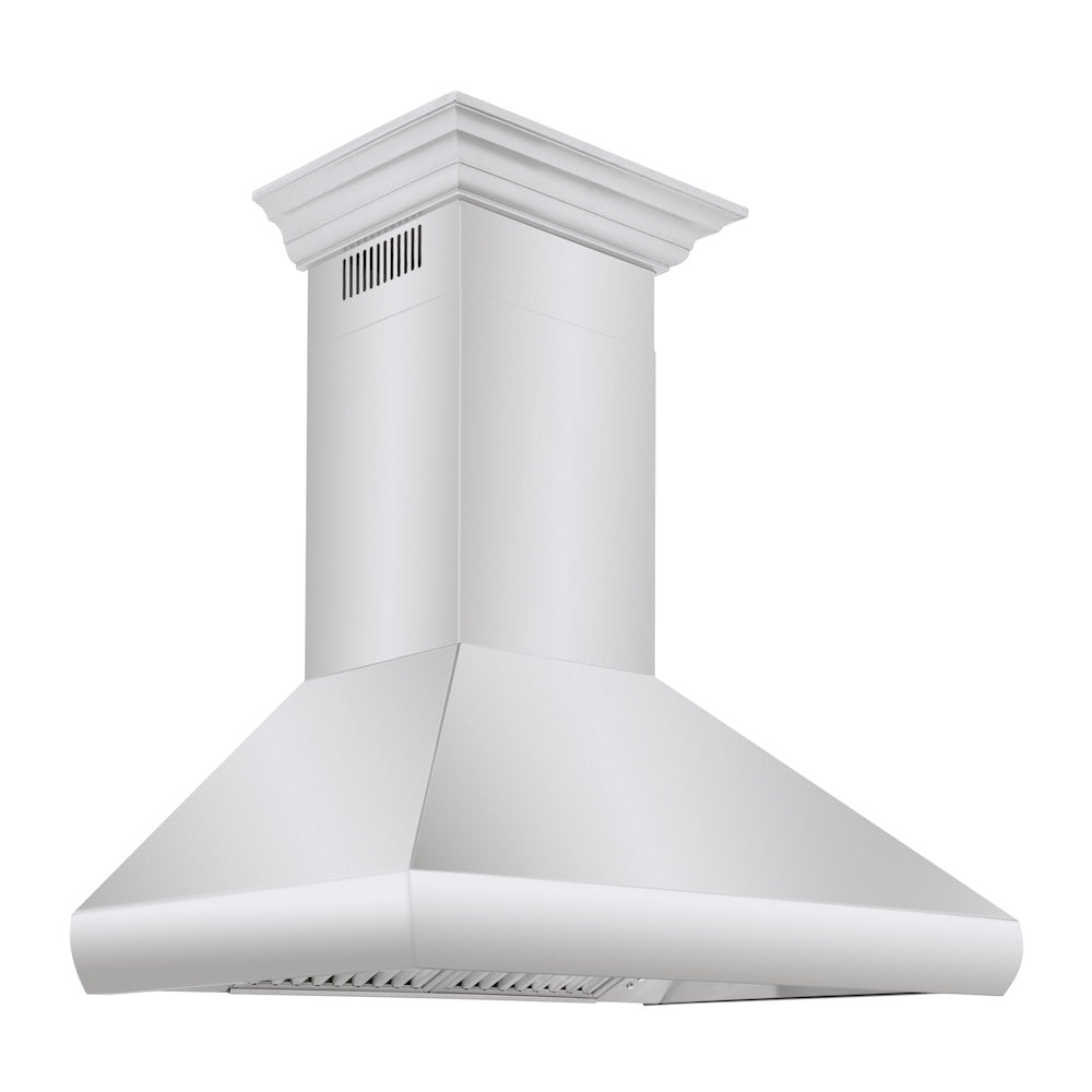 ZLINE 36 in. Professional Convertible Vent Wall Mount Range Hood in Stainless Steel with Crown Molding (587CRN-36)