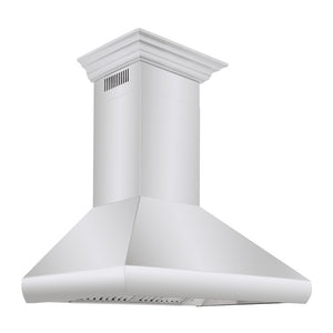ZLINE 36 in. Professional Convertible Vent Wall Mount Range Hood in Stainless Steel with Crown Molding (587CRN-36)