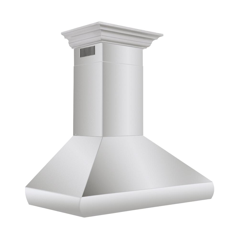 ZLINE Professional Convertible Vent Wall Mount Range Hood in Stainless Steel with Crown Molding (587CRN)